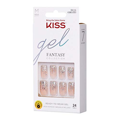 Гел на ноктите KISS Gel Fantasy, Готов за нанасяне, в стила на усещам те, Определени за гелевых ноктите със средна дължина, с 24 мега-клейкими раздели, Розов гелевым лепило, М?