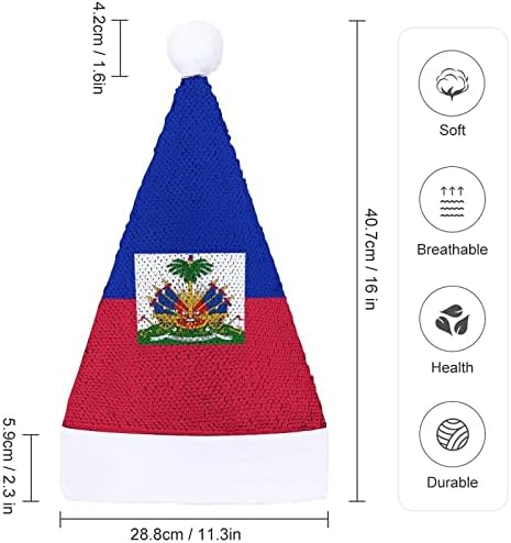 Знаме на Хаити, Коледни Шапки с Пайети, Коледна Шапка на Дядо Коледа за Възрастни, Костюми за Забавно Коледно Парти, Шапчица Бени