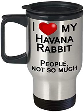 Чаша за пътуване Havana Rabbits, Подарък за Фен на Зайци - обичам Зайци, а не на хората
