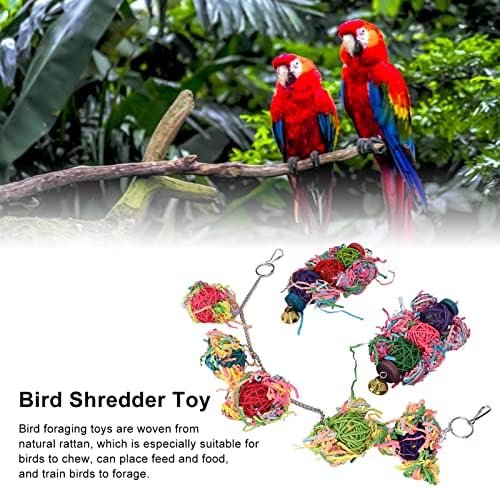 HERCHR Bird Играчки за Раздробяване Папагали, Цветни Играчки За Дъвчене Папагали, Топки от Ратан, Папагали, Жующие Храна,