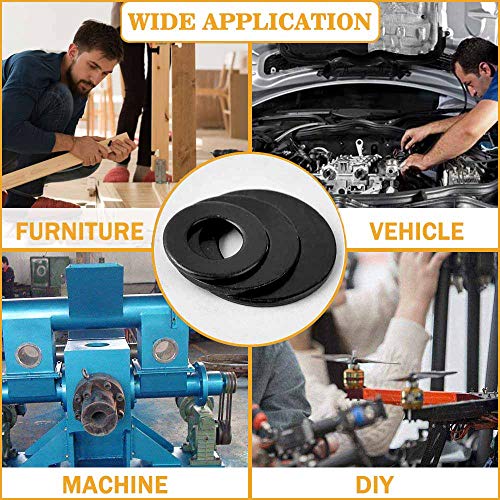 Комплект плоски шайби VIGRUE Разнообразни 684 бр. -9 Размери M2 M2.5 M3 M4 M5 M6 M8 M10 M12, Черни Шайби от Поцинкована Легирана Стомана, Гама Оборудване