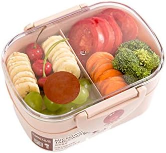 Креативната Кутия за Bento, Микровълнова Преносима Двупластова Храни Капацитет За Съхранение на Плодове за Пикник, Училищни Офис Работници Z-2020-9-6 (Цвят: екрю)