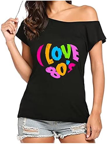 NOKMOPO, Тениски за жени, е най-Забавната Лятна Ежедневни Модни Однотонная тениска с Наклонен деколте и открити рамене, Къс Ръкав