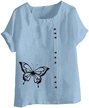 PANOEGSN/ Дамски Летни Тениски с кръгло деколте, Ежедневни Блузи Големи Размери, Елегантни Графични Тениски, Леки Ризи