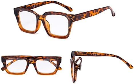 GUD Дамски Очила за четене голям размер, 4 Чифта Очила за четене в квадратна рамка (цветни, + 1,75)