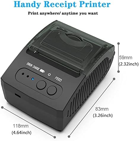 XXXDXDP Термален Принтер Проверка 58 мм Преносим МиниРОЅ-Принтер, Съвместим с Мобилен телефон Android и iOS и Windows