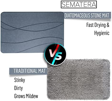 SEMATERA - Луксозна Каменна подложка за баня, душ и коридор, от Диатомовой глина с не-хлъзгава повърхност, Под килимче