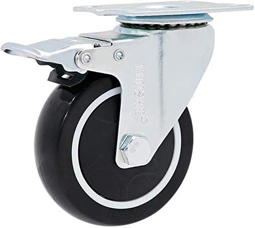 HAOKTSB Набор от ролкови колела, комплект от 4 полиуретанови индустриални ротационни колелце със спирачка, φ75/100 mm,