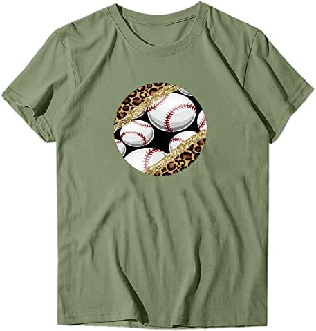 MIASHUI Технически Ризи Дамски Ежедневни Бейзболни С Принтом, Къси Ръкави, през Цялата Деколте, Без Тениска, Блуза С