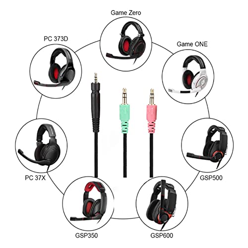 Кабел слот за слушалки Hilitand, Штекерный тел 3,5 мм, за Sennheiser G4ME ONE / за Zero / PC 373D / PC37X GSP 350/500/600 и други игрални слушалки, може да се настрои на главата (компютърен вариант)