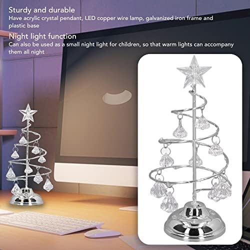 Led осветителни тела за Коледно Fdit, Компактни Кристални Декоративни Нощни лампи за Желязна елхи, Подходящи за коледни подаръци бижута (Сребристо-бяла светлина)