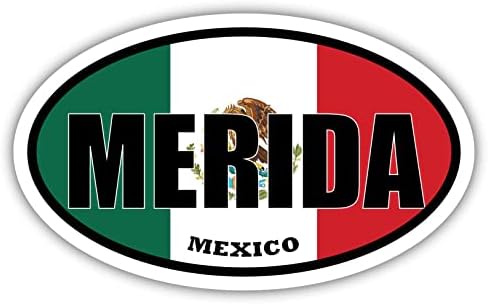 Мерида Знаме на Мексико Овални Стикер Vinyl Стикер На Бронята 3x5 инча