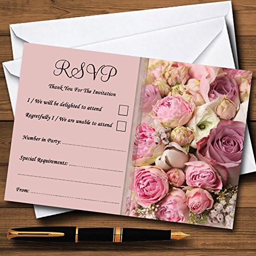 Абсолютно Красива Персонализирани Покани Картички с Розови Цветя