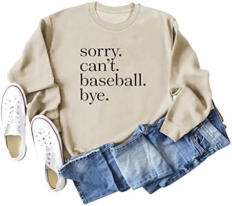 ESIKAH Sorry Can ' t Baseball Bye Забавно Hoody Свободно Намаляване с дълъг ръкав за футболист И игри, Hoody, Всекидневни Пуловер, Върхове