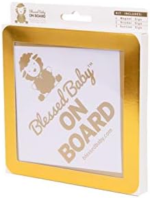 Благословен Агне - указателни Табели с Благословенным Бебе На борда за автомобили - Златисто-Бяла Опаковка от 3 теми,