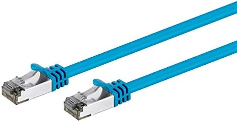 Мрежов кабел Monoprice Cat8 26AWG S/ FTP Ethernet с дължина 1 Метър, Синьо, 2 Ghz, 40 Gb/сек, резервна мощност 3 db,