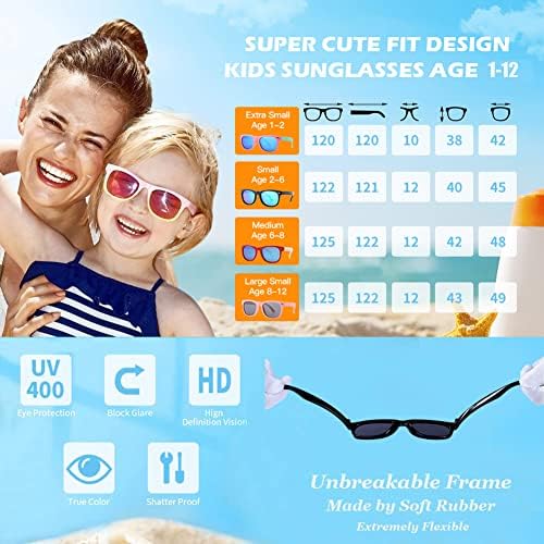 Pro Acme TPEE Гъвкави Гумени Детски Поляризирани Слънчеви очила за бебета и деца на възраст от 1 до 12 години