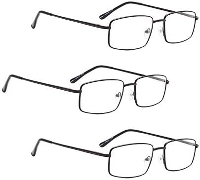 LUR 3 опаковки очила за четене в полукръгла рамка + 3 опаковки на метални очила за четене (само 6 двойки ридеров + 1,00)
