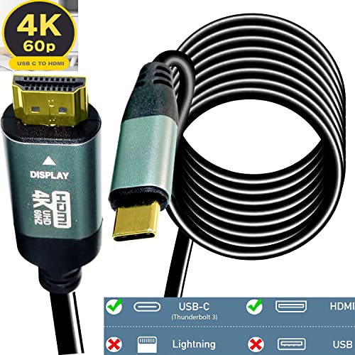 USB кабел C-HDMI 10 фута, с микросхемой, 4K @ 60HZ Type-C-HDMI за MacBook Pro / Air, iMac, Galaxy S20 S9 S10 S8, Surface,
