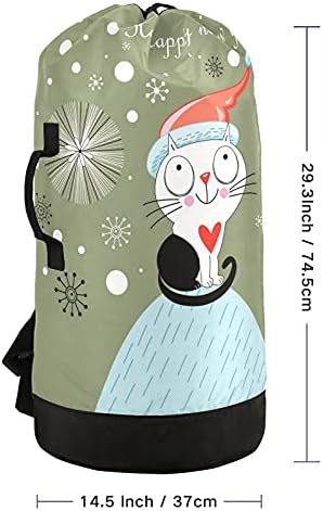 Коледен Снежен човек 03 Чанта за дрехи Тежка Раница за пране на дрехи с плечевыми ремъци и дръжки за чанта за дрехи с