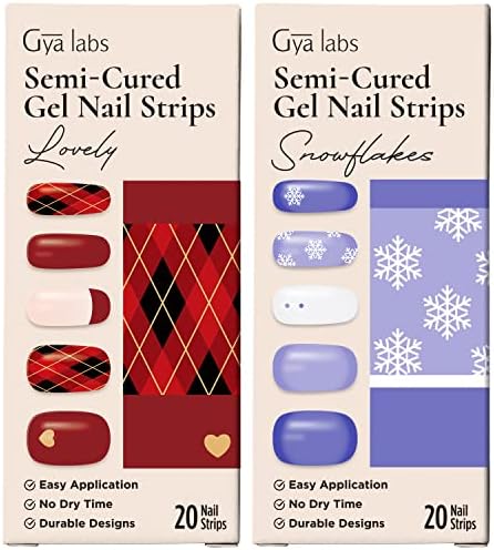 Комплект стикери за нокти Gya Labs - Трайни нокти за жени - Ленти за нокти с Наполовина отвержденным гел (20 бр.) - Набор