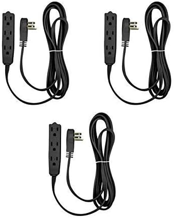 Удължителен кабел /тел BindMaster дължина 25 Метра, със заземяване на 3 контакт, 3 гнезда, Ъглова Плосък вилица, Черен (3 опаковки)