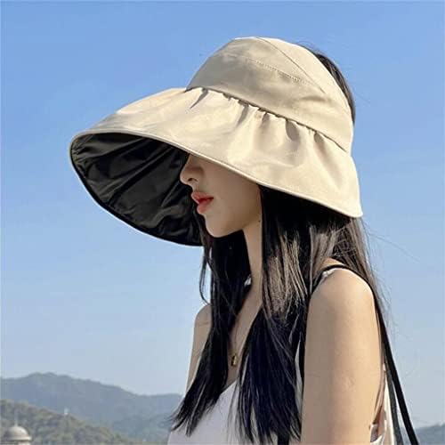 LDCHNH Лятна Солнцезащитная шапка с перли, Регулируеми Големи глави цвят, широка Плажна Шапка, Защита, Упаковываемый козирка, шапка с (Цвят: кестен)