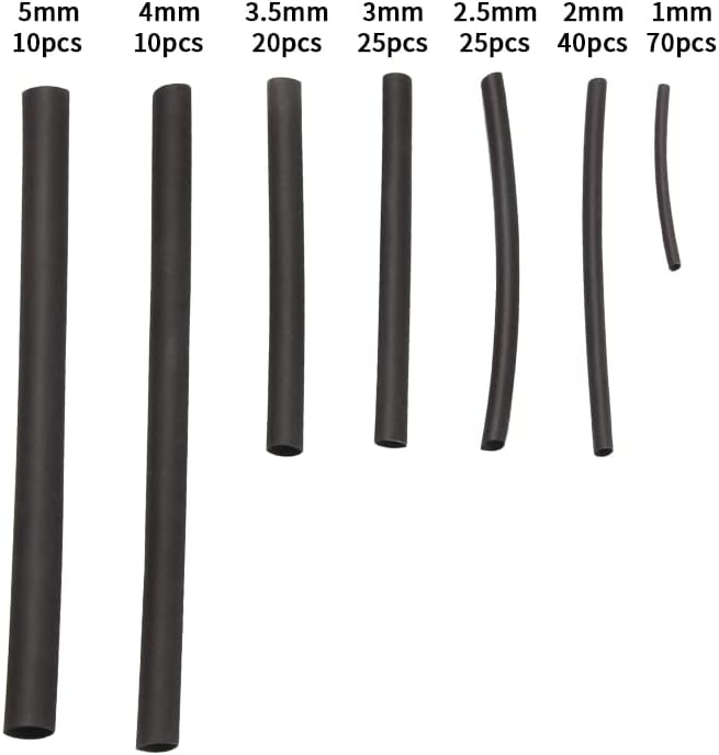 200ШТ 1 мм, 2 мм и 2,5 мм 3 мм и 3,5 мм 4 мм и 5 мм свиване тръба свиване Тръба Sleeving Wrap Wire Кабел Асорти Комплект