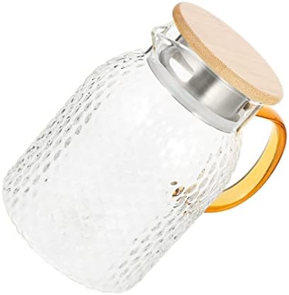 Стъклена Кана Hemoton Гарафа за Студена Вода Кана за Напитки Кана За Вода Кана е Запечатана Стомна с Дървена Дръжка за