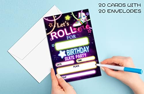 Покани, Картички за рожден ден, за тийнейджърите, Парти с кънки, Покана за парти за момичета и момчета, Честване на партита за деца, Персонални 20 Картички с 20 Конверт?