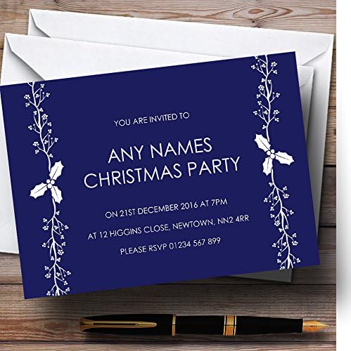 Пощенска картичка с тъмно синьо и бял текст, Персонализирана за Коледа/Нова година / Празнично парти Invi.