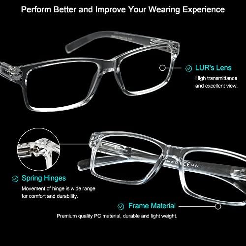 LUR 6 опаковки, прозрачни очила за четене + 7 опаковки очила за четене без рамки (общо 13 двойки ридеров + 2,50)