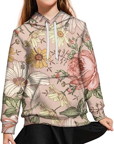 WELLFLYHOM/ Сладки Блузи с качулка за Момичета и Момчета, Hoody, с капак и джоб, Есенно-Пролетни, Пуловери, Размер 6-16