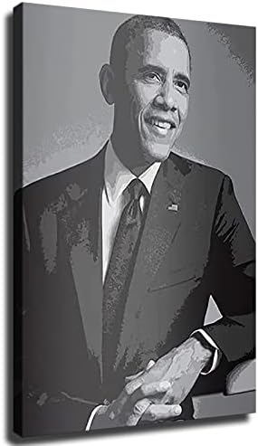 Президентите на Съединените Щати на 21-ви век Барак Обама Черно-бели знаменитост Плакат Платно Картина Художествен Плакат