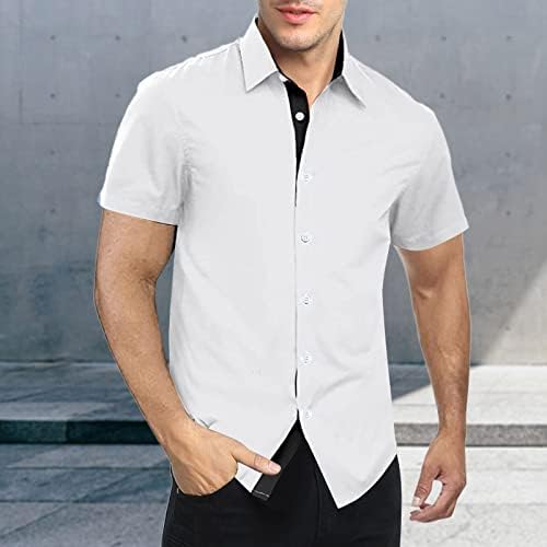 2023 Нова Лятна Риза с Ревери, за да е Подходяща По Цвят, Копчета и Къс Ръкав, Мъжки Бельо Модни и Ежедневни Риза, Тъмна Риза за Мъже