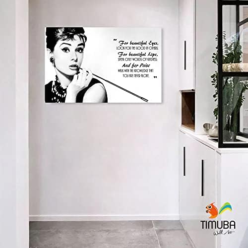 Тимуба Хепбърн Платно на Стенно Изкуство, Хепбърн за Красиви очи Плакат с Цитат, В Рамката на Стенен Декор, е Черно-бяла
