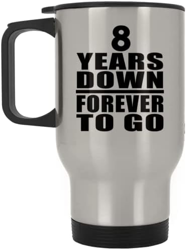 Designsify 8th Anniversary 8 Години Напред Завинаги, Сребърен Пътна Чаша 14 грама, на Чаша от неръждаема Стомана С Изолация,