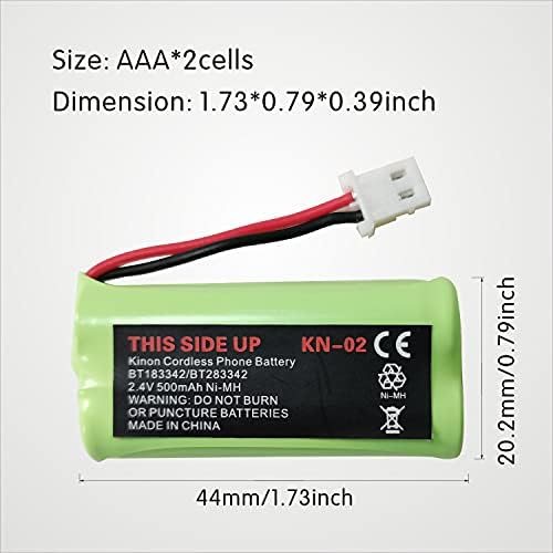 Акумулаторна батерия за безжичен телефон Kinon 4-Pack Нимх AAA 2,4 V 500mAh Заменя BT183342 BT283342 BT162342 BT262342