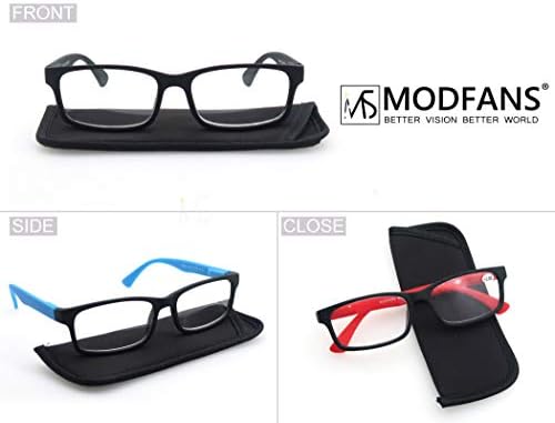 MODFANS Очила За Четене Мъжки Женски 3,5 Силни Очила За Четене Квадратни Мат Комфортна На Допир Кутия Панти 3 Опаковки
