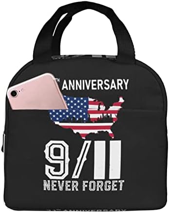 SwpWab 911 Never Forget 21th Anniversary Множество Преносима Чанта За Bento С Удебелени Изолация От Фолио 911 За Мъже И Жени