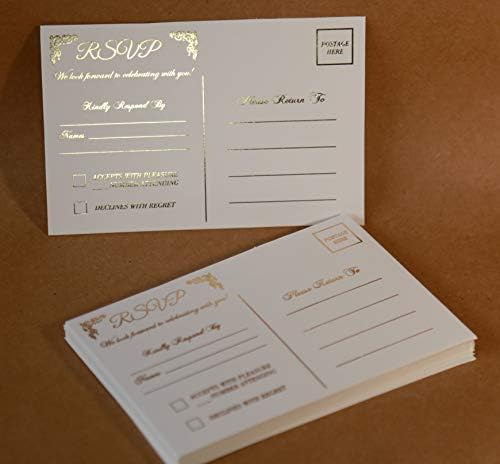 K11 Снимка Дизайн Покани Картички За Сватба От Златно Фолио 4 x 6 Картичка За Отговор, Отговор На покана за Сватба, Репетиция, Детски Душ за Младоженци, Рожден Ден, Пока?