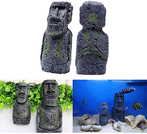 Изкуствен аквариум от смола Baoer, декорация във формата на статуи на Великденския остров, подводни ландшафтен дизайн, бутикови декорации за декор на аквариум M