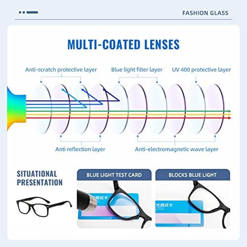 MEETSUN, 5 Опаковки Очила за четене, Женски, Мъжки, Блокиране на Синя Светлина, Компютърни Очила за четене, Пружинни