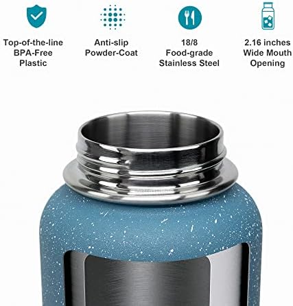 Бутилка за вода от неръждаема Стомана BUZIO с вакуумна изолация 40 мл, Бутилка за вода с три Корици, не съдържа BPA,