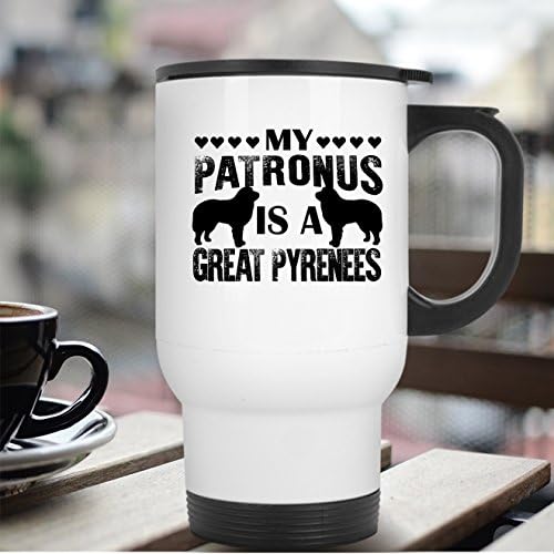 Чаша за пътуване Great Pyrenees - Моят Патронус - Това е чаша за Great Pyrenees от неръждаема стомана (бяла)