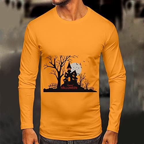 2022 Хелоуин Мъжки Ежедневни Есенно-Зимна Риза с дълъг ръкав и кръгло деколте, Риза с Принтом, Тениски за гмуркане