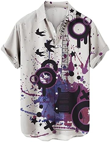 Мъжки Модни Риза за Боулинг, Ежедневни Хавайска Риза с Копчета С Музикален Елемент, Хавайски Летни Плажни Ризи С Чертеж