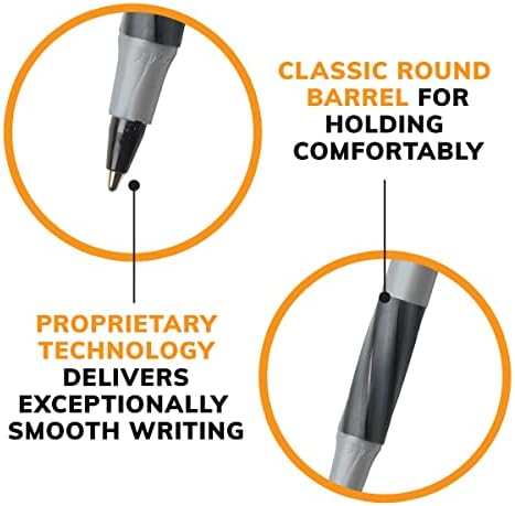 Химикалки BIC Round Stic Grip Xtra Comfort Черна, със средна заострением (1,2 мм), опаковка от 8 броя, Перфектни химикалки за писане с мек заснемане за най-добро комфорт и контрол