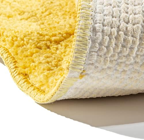Супер Подложки Подложка за баня от Мек Микрофибър, устойчив на приплъзване и Быстросохнущий Жълт Правоъгълник 2 'X 5'