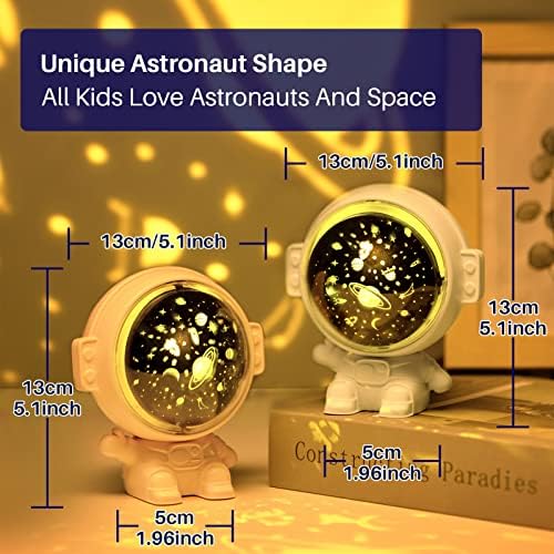 GoLine Астронавт лека нощ за Деца, Детски лека нощ Космически Звезден Проектор с Въртене на 360 Градуса с 4 Цветови Режими
